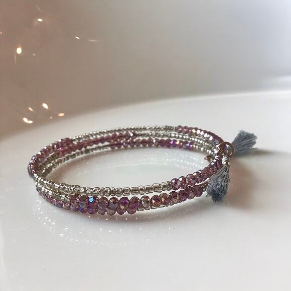 3 Strand Stacked Faceted Beads Bracelet - Picture 1 of 4
